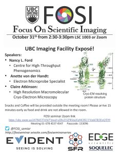 FOSI seminar “UBC Imaging Facility Expose!” Oct 31st (Thursday) at 2:30pm in LSC 1003 or Zoom